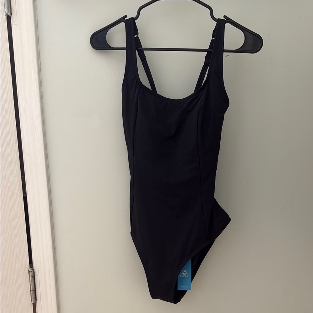 NWT CUPSHE Black One-Piece Waist Cinching Swimsuit